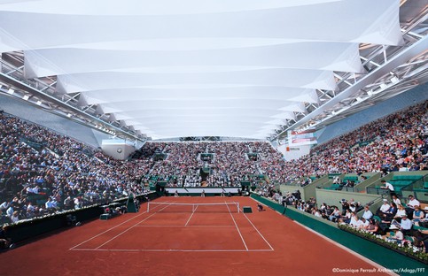 Dominique Perrault Dach für den Tennisplatz Suzanne Lenglen am Roland Garros Parigi
