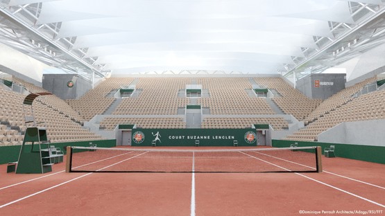Dominique Perrault Dach für den Tennisplatz Suzanne Lenglen am Roland Garros Parigi
