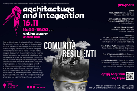Architecture and Integration und Media Cities Appunto Verde die Webinare von Iris Ceramica Group und Resilient Communities Biennale di Venezia
