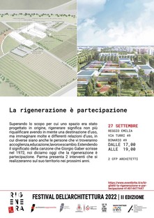 Regeneration ist Partizipation zwei tugendhafte Beispiele auf der Konferenz der Architektenkammer von Parma vorgestellt

