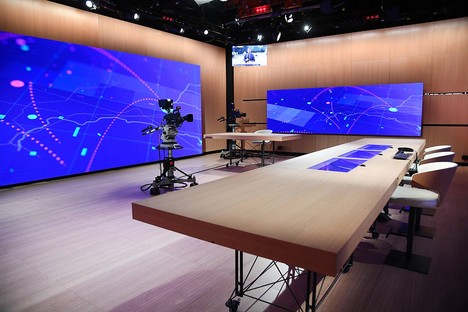 Renzo Piano und Alvisi Kirimoto Innenarchitektur der Fernsehstudios Rai News 24

