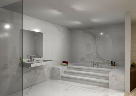 Das Badezimmer der Gegenwart mit den Oberflächen aus Feinsteinzeug von Stonepeak
