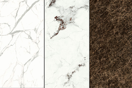 Neue helle und dunkle Marmorsorten Ultra Ariostea für elegante und helle Räumlichkeiten
