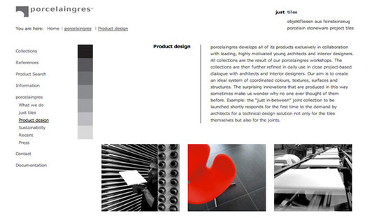 Screenshot der Internetseite des Unternehmens “Product Design”
