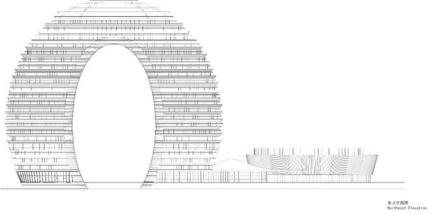 Das ringförmige Sheraton-Hotel von MAD aus Beton, Glas und Aluminium
