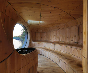 Grotto Sauna von Partisans aus vorgealtertem Holz
